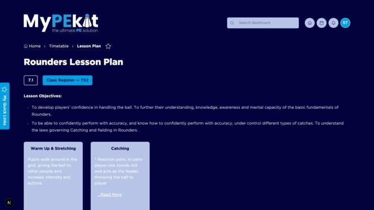 PE teacher lesson plan on MyPEkit