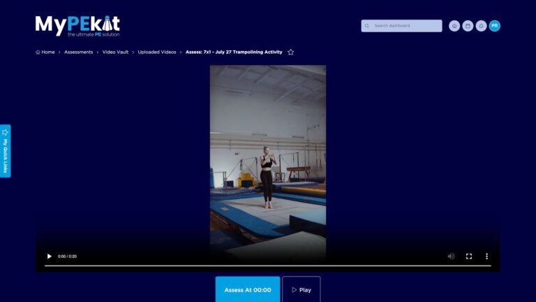 PE teacher using the MyPEkit video vault for assessment